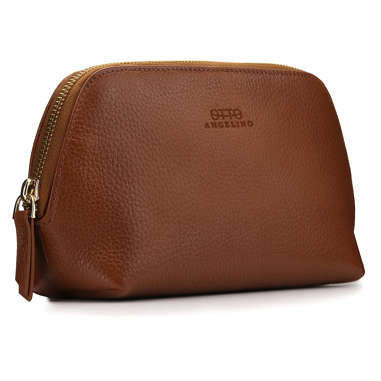Make-up pouch - genuine leather - integrated mirror